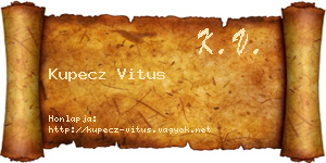 Kupecz Vitus névjegykártya